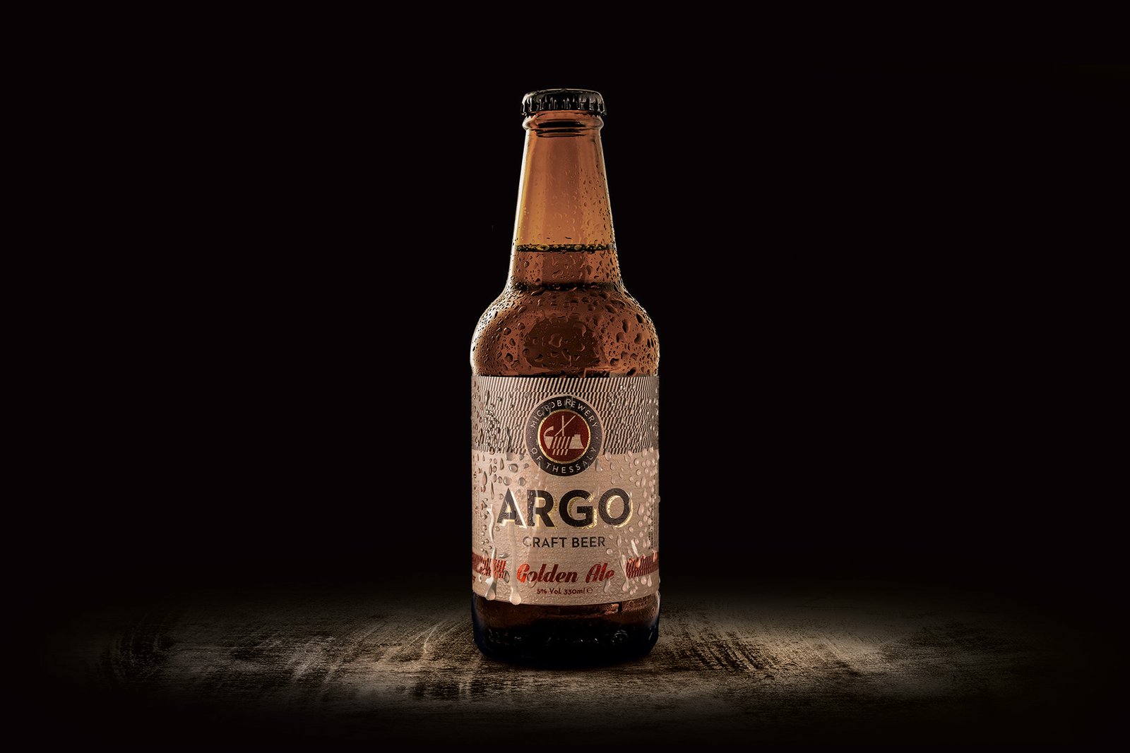ARGO craft beer bottle on a dark background